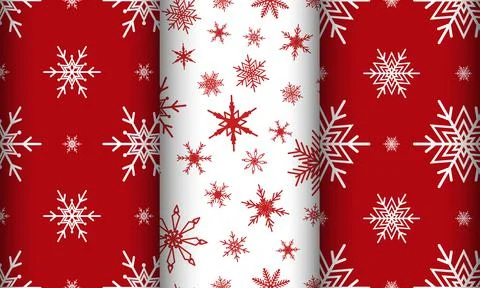 Set with christmas backgrounds. Seamless pattern with snowflakes. Winter print 스톡 일러스트