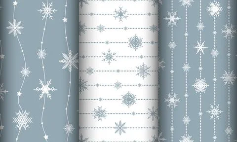 Set with christmas backgrounds. Seamless pattern with snowflakes. Winter print 스톡 일러스트