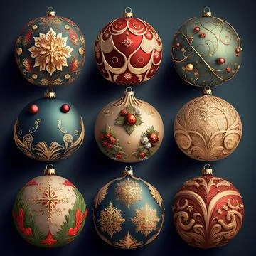 Set of christmas ball collection Stock Illustration