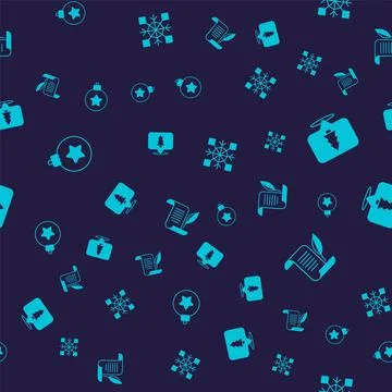 Set Christmas ball, tree, Snowflake and Envelope on seamless pattern. Vector イラスト素材