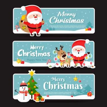 Set of christmas banner. Vector illustration Stock Illustration