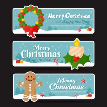 Set of christmas banner. Vector illustration Stock Illustration
