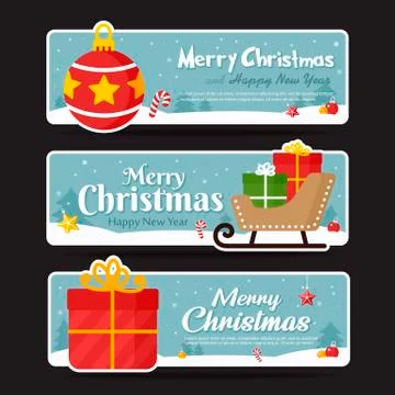Set of christmas banner. Vector illustration Stock Illustration