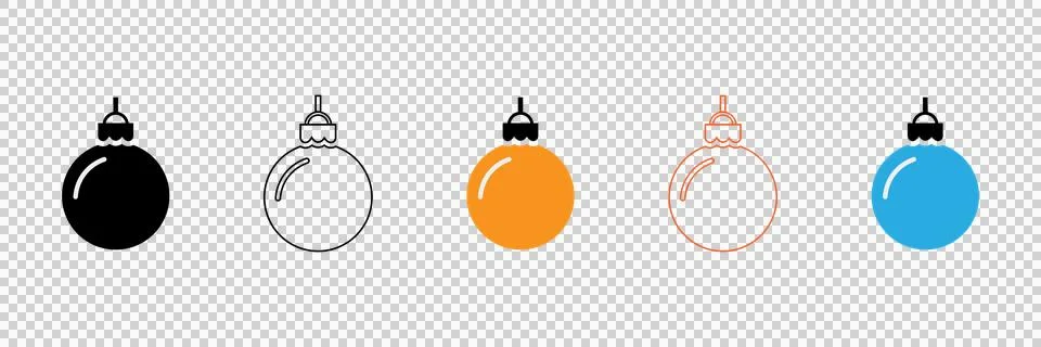 Set of Christmas bauble icons in solid and outline styles for holiday design 스톡 일러스트