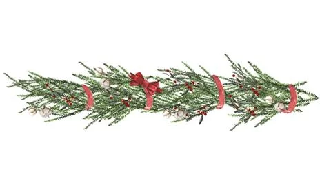 Set of christmas border design elements, floral garland Stock Illustration