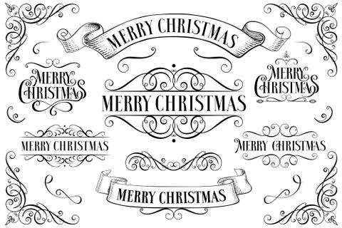 Set of Christmas borders Stock Illustration