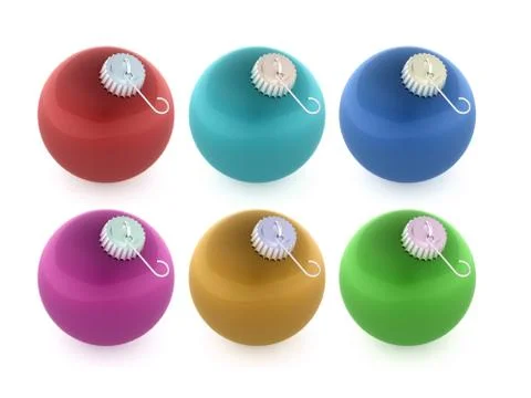 Set of christmas bubbles rendered isolated on white background Stock Illustration