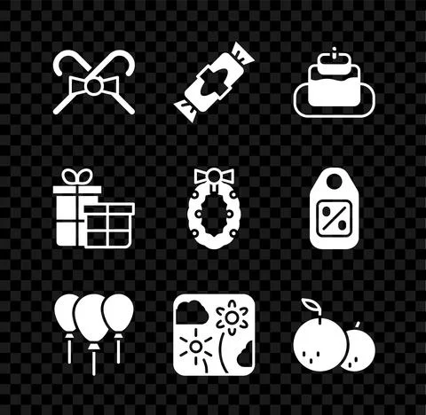 Set Christmas candy cane, Candy, Cake, Balloons with ribbon, Firework rocket イラスト素材