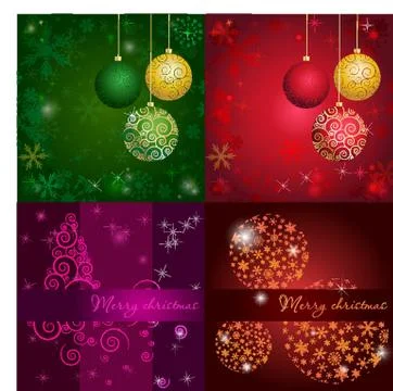 Set Christmas card with holiday elements. Illustrazione stock