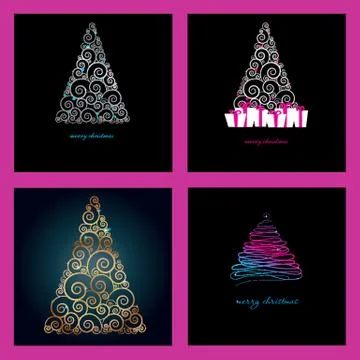 Set off Christmas card with holiday elements. Illustrazione stock