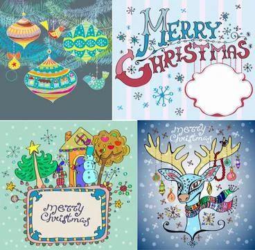 Set of christmas cards Stock Illustration