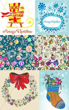 Set of christmas cards Stock Illustration