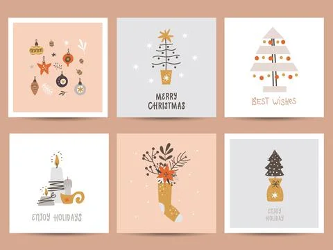Set of Christmas cards. Stock Illustration