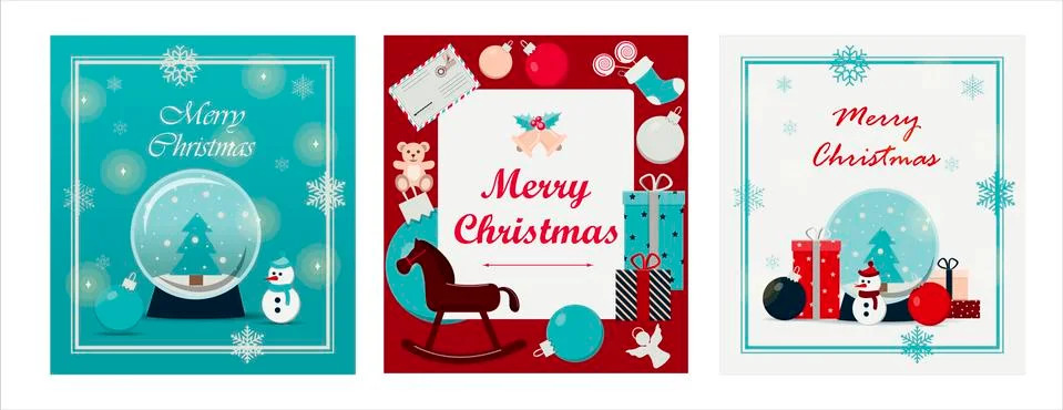 Set of christmas cards. Vector illustrations for merry christmas. Banner for new Stock Illustration