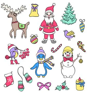 Set of christmas characters Stock Illustration