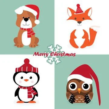 Set of christmas characters Stock Illustration