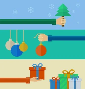 Set of christmas concepts in flat design Illustrazione stock