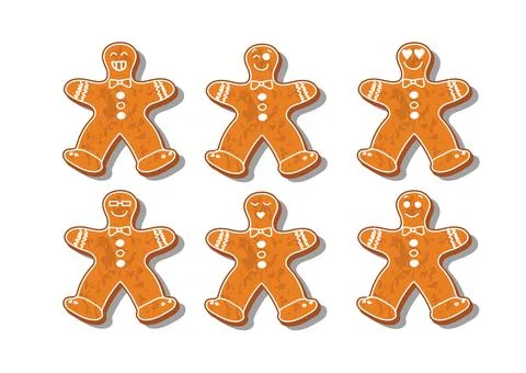 Set of christmas cookies. Set of different gingerbread cookies for christmas Stock Illustration
