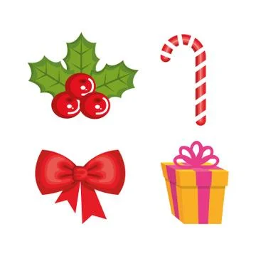 Set christmas decoration ornament elements Stock Illustration