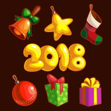 Set of Christmas decorations Stock Illustration