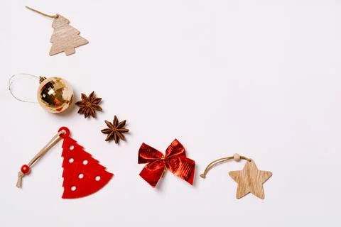 A set of Christmas decorations for a layout with a place for an inscription. Stock Photos