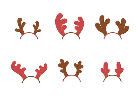 Set of Christmas deer horns. Vector illustration in flat style on a white Stock Illustration