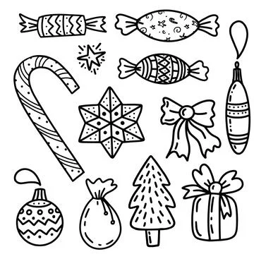 Set of Christmas doodles. vector illustration Stock Illustration