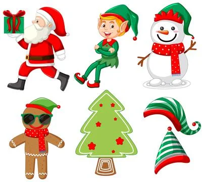Set of Christmas elements and objects Stock Illustration