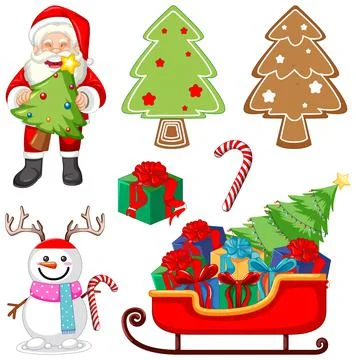 Set of Christmas elements and objects Stock Illustration