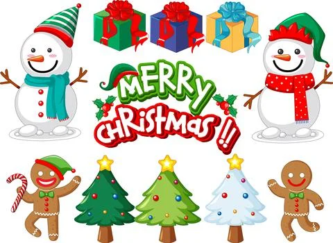 Set of Christmas elements and objects 스톡 일러스트