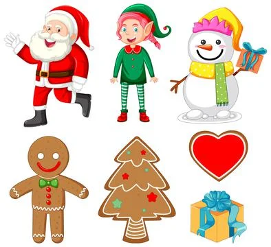 Set of Christmas elements and objects Stock Illustration