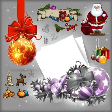 Set of christmas elements Stock Illustration