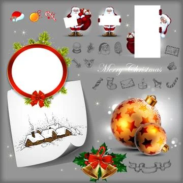 Set of christmas elements Stock Illustration