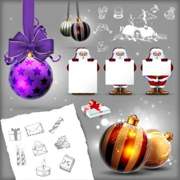 Set of christmas elements Stock Illustration