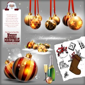 Set of christmas elements 스톡 일러스트