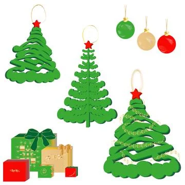 A set of Christmas elements for presentations, cards, websites. 스톡 일러스트