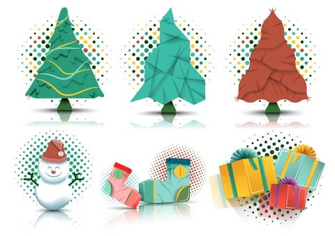 Set of Christmas elements for your card or graphic design. Stock Illustration