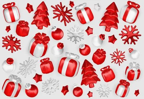 Set of Christmas festive elements for design. Holiday Decoration Shop bag, gift Ilustración de archivo