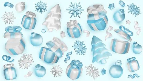 Set of Christmas festive elements for design. Holiday Decoration Shop bag, gift Illustrazione stock