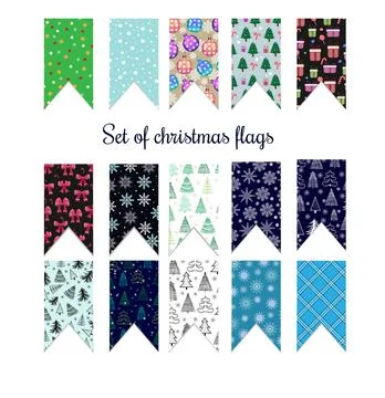 Set of christmas flags Stock Illustration
