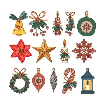 Set of christmas flat elements Stock Illustration