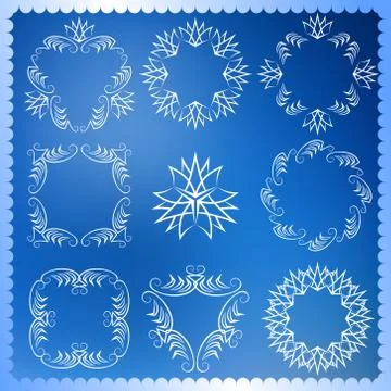 Set of Christmas frames. Monogram design elements, graceful template. Stock-Illustration