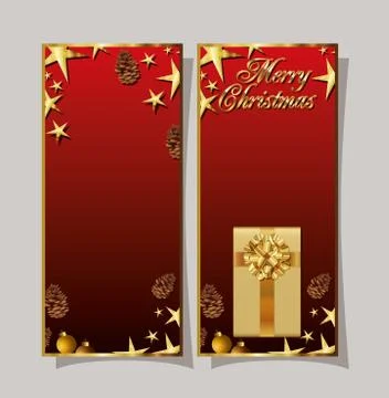 Set of christmas frames with pines and stars Stock Illustration