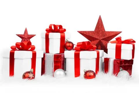 Set of christmas gift box Stock Photos
