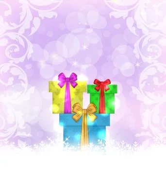 Set christmas gift boxes on light background Stock Illustration