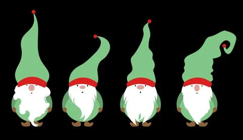 Set of Christmas Gnome, Scandinavian Nordic Elf, Cute Christmas Santa Gnome Elf 스톡 일러스트