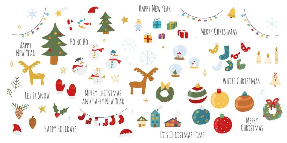 Set of Christmas graphic elements Vector illustration Stockillustratie
