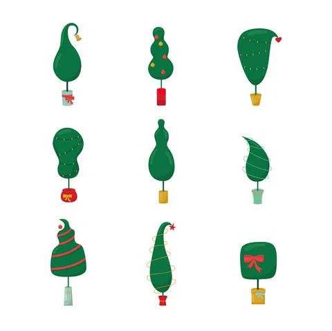 Set Christmas Grinch tree. Vector stock illustration isolated on white Illustrazione stock