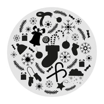Set of Christmas icons for decorations Stock Illustration