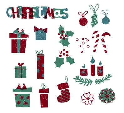 Set of Christmas items Stock Illustration